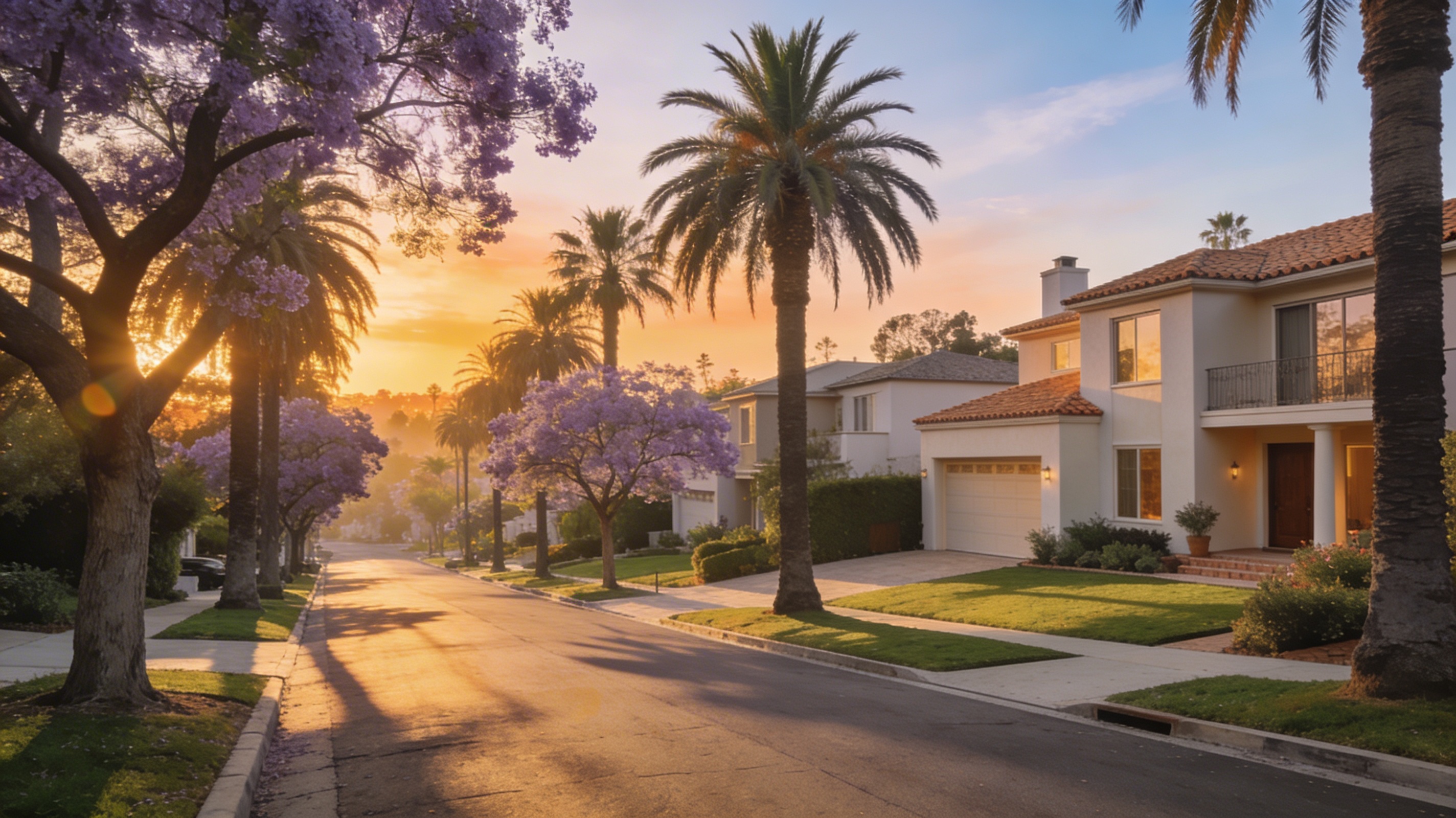 Southern California Neighborhood at Golden Hour